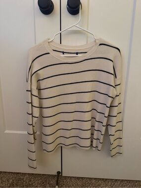 cream and black stripped sweater